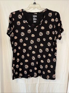 Celebrate Together Black Pumpkin Print Top XXL
